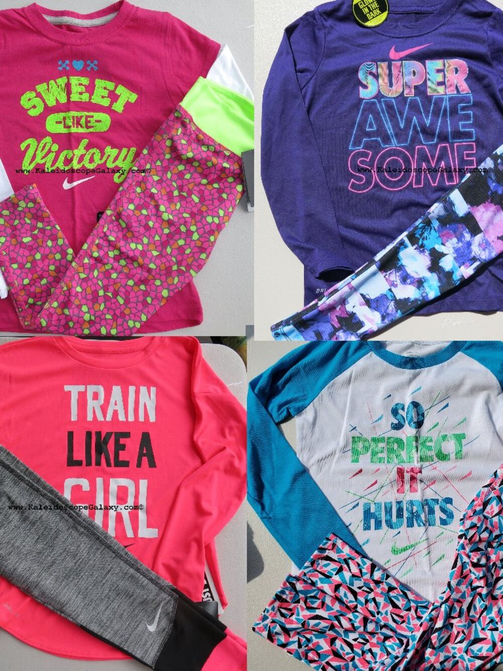 Nike Girls Size 6X - 8pc ~ Dri-fit Leggings w/ Long Sleeve Tops ~ Winter Fall